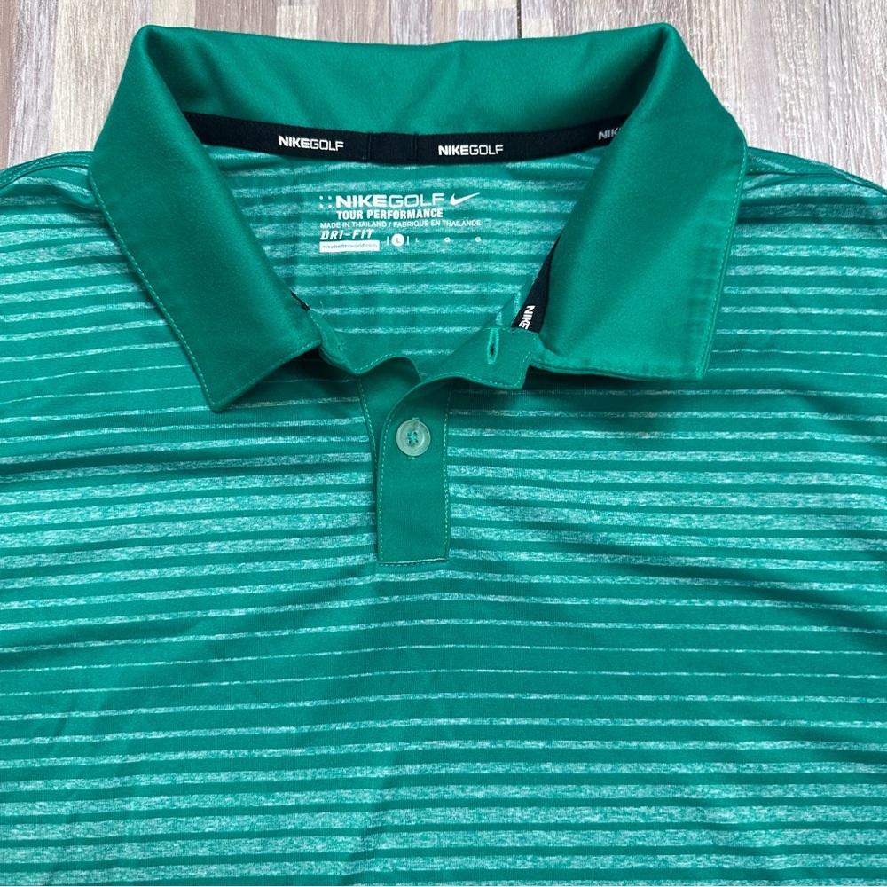 Nike Green Striped Polo Shirt - Picture 3 of 9